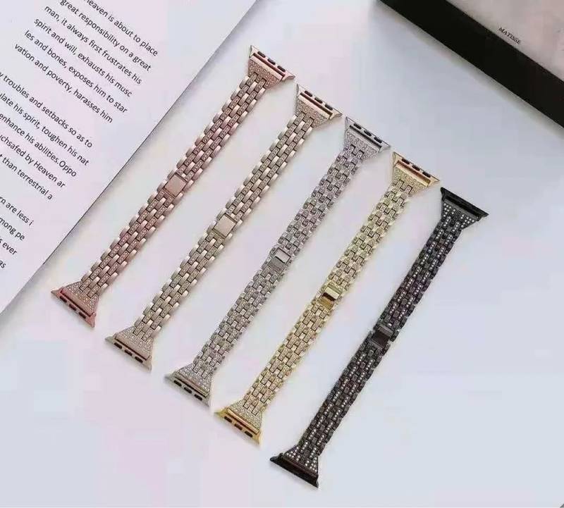 Pulseira de Aço com Cristais 42mm 44mm 45mm 49mm