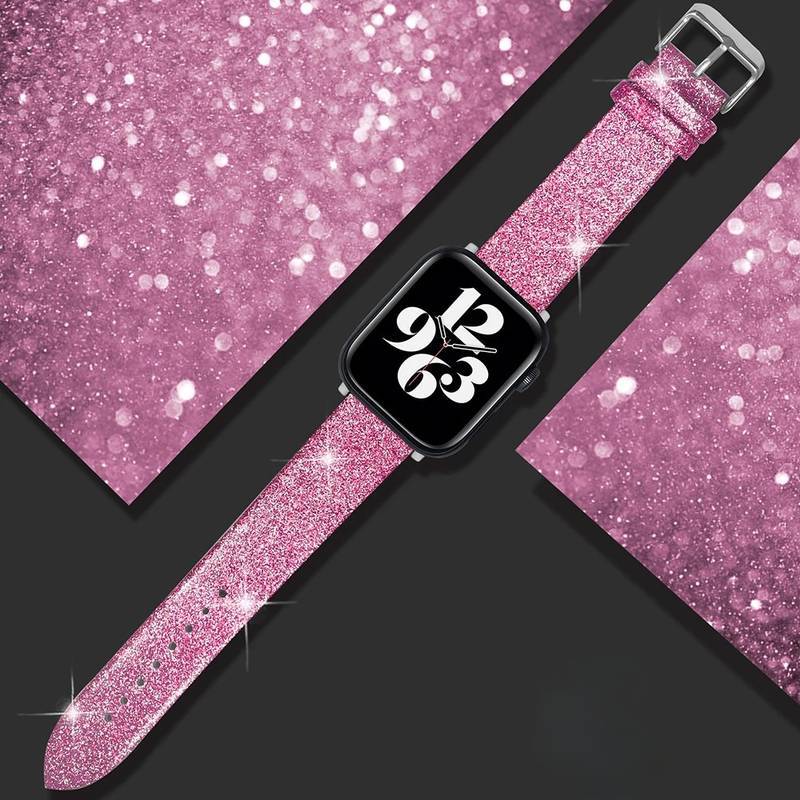 Pulseira Couro C/ Glitter 38mm/40mm/41mm