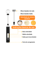 Mini Mixer Elétrico Recarregável Multiuso para Bebidas e Ovo.