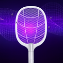 Raquete Elétrica Mata Insetos Recarregável com Base e Luz Led.