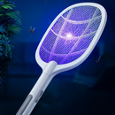 Raquete Elétrica Mata Insetos Recarregável com Base e Luz Led.
