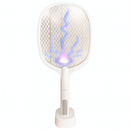 Raquete Elétrica Mata Insetos Recarregável com Base e Luz Led.