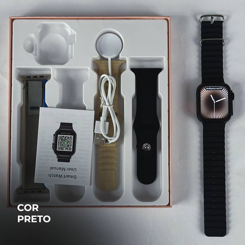Smartwatch WS26 Ultra 2 Mini 42mm com 4 Pulseiras e Dual Touch