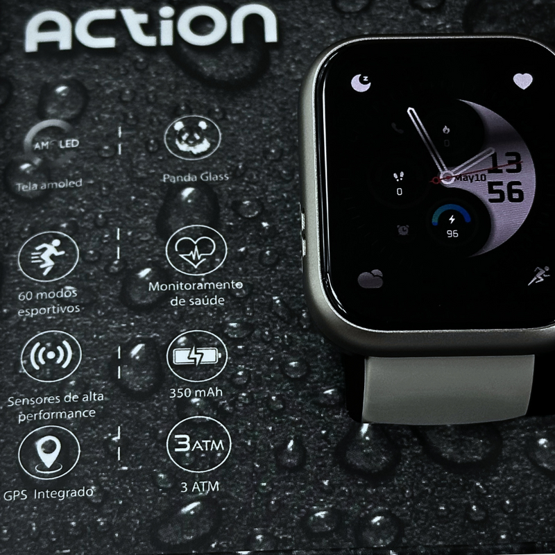 Smartwatch Action à Prova D'água 30 metros