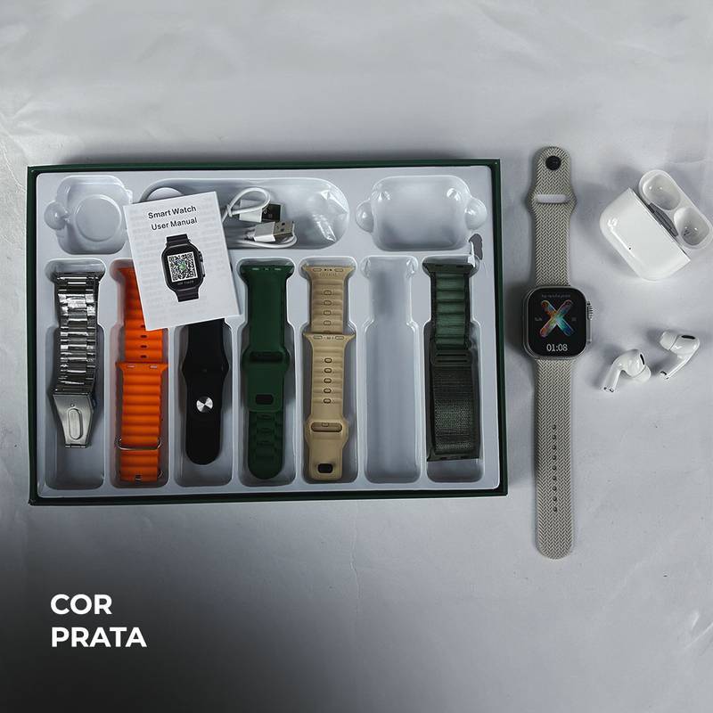 Smartwatch WS 80 Ultra 2 +Fone bluetooth com 7 Pulseiras