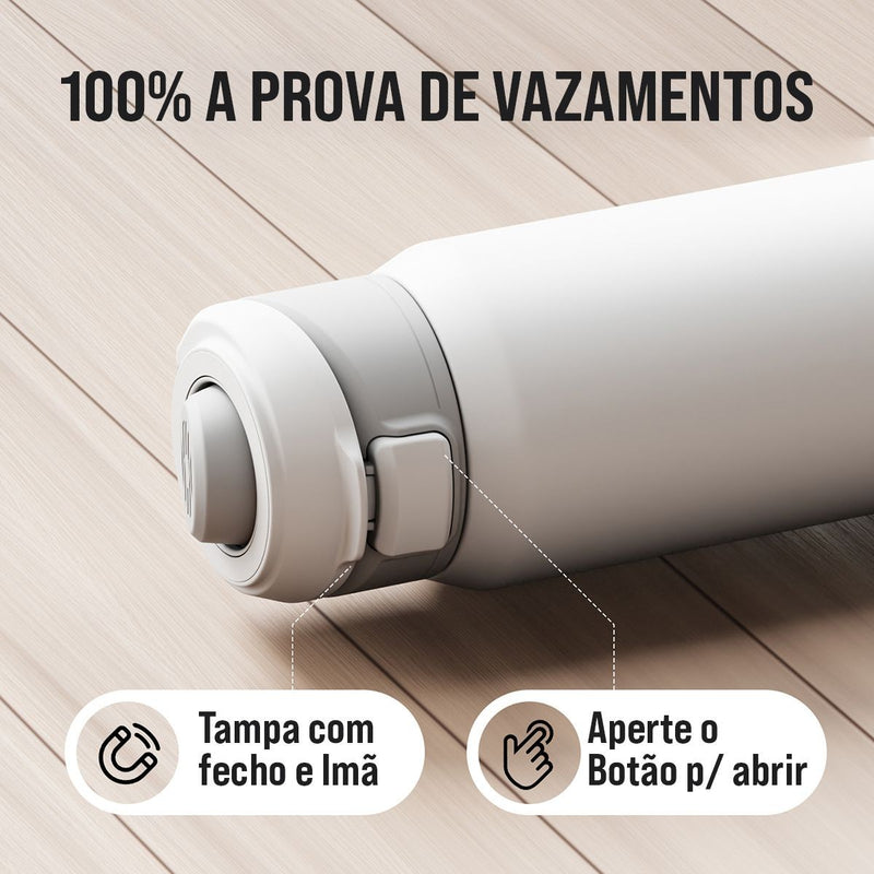 Garrafa Térmica de Aço com Suporte de Telefone Magnético