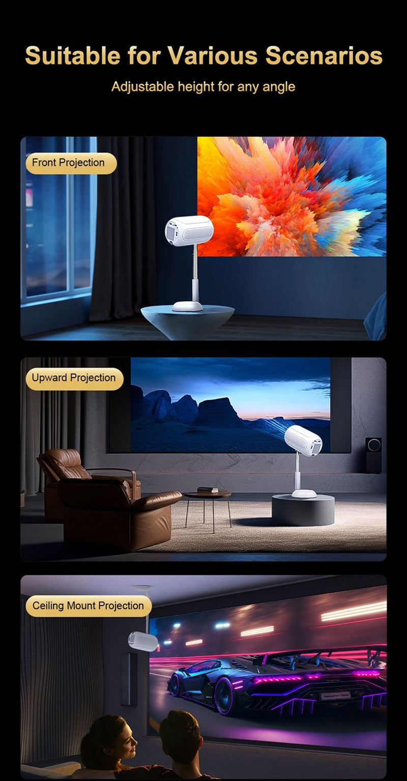 Projetor Portátil Android 11.0 1080p com Suporte Fresstyle
