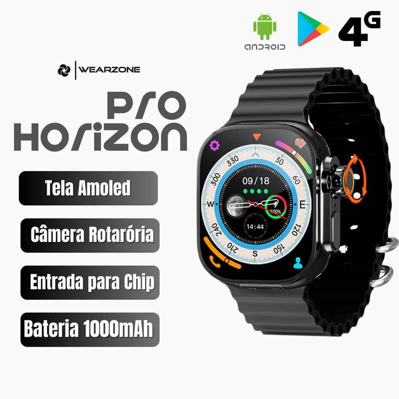 Smartwatch Horizon Pro Tela Amoled 16GB/2Ram e 64GB/4Ram