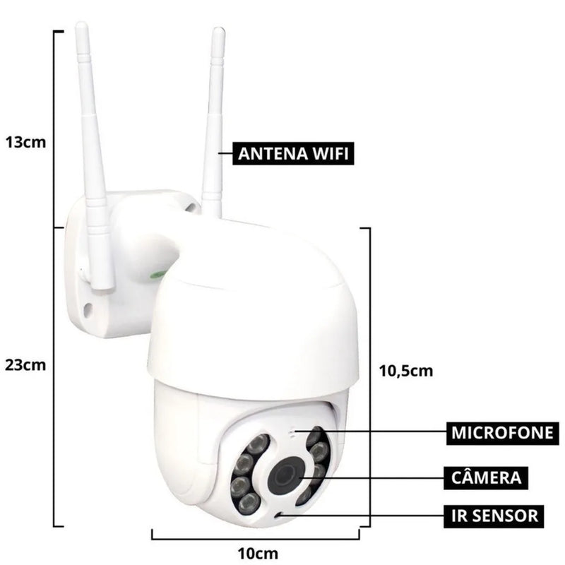 Câmera A8 Prova Dágua Full Hd Wifi Smart IP Infravermelho Zoom 4x APP: YOOSEE