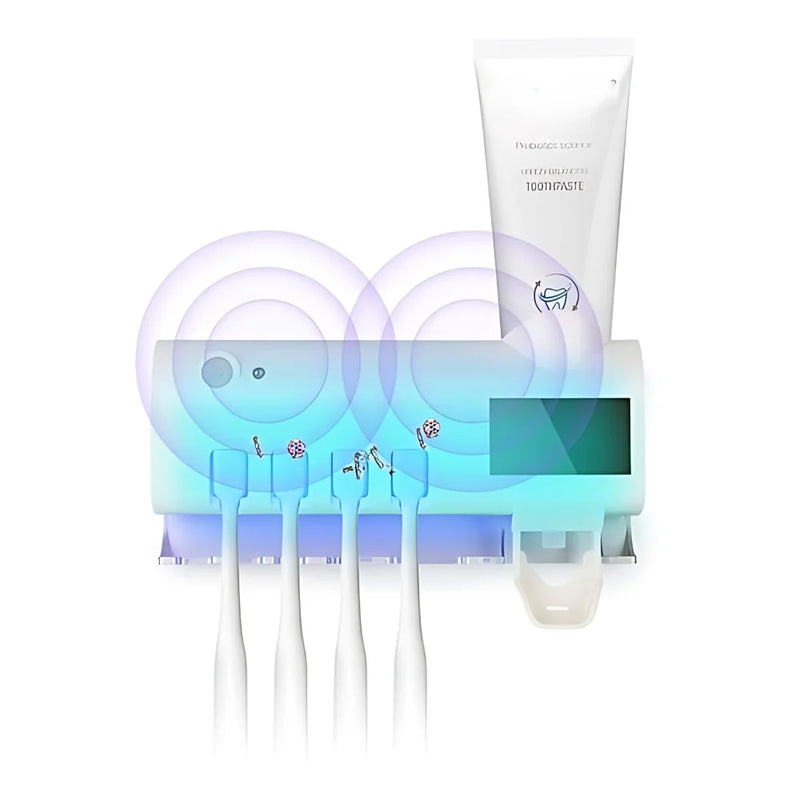 Suporte Dispenser Aplicador Pasta Escova de Dentes Esterilizador Com Luz UV
