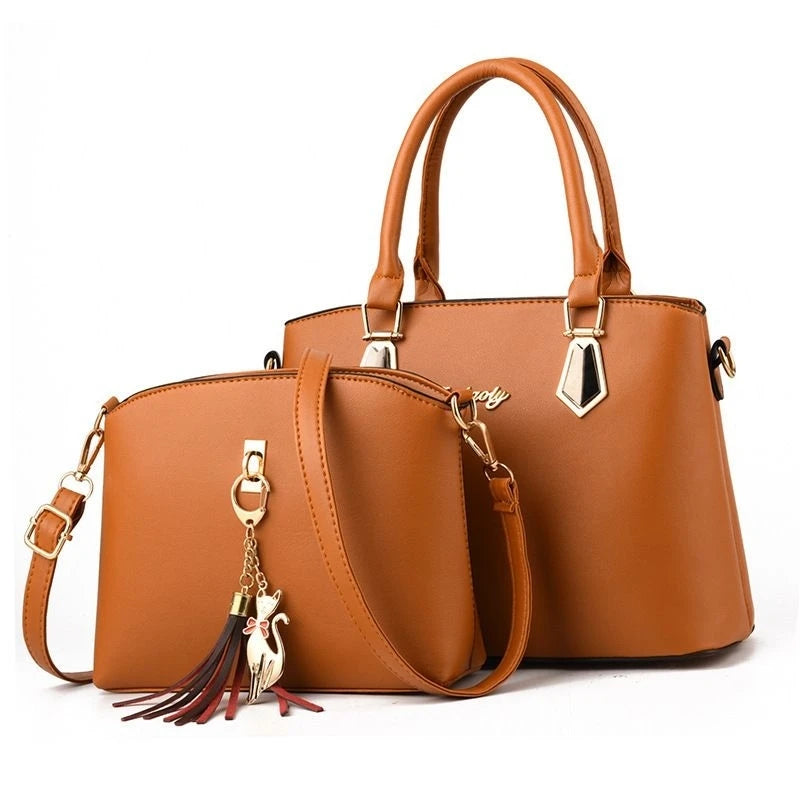 kit 2 em 1 bolsa feminina transversal vem com bolsa pequena multiuso