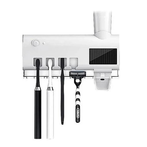 Suporte Dispenser Aplicador Pasta Escova de Dentes Esterilizador Com Luz UV