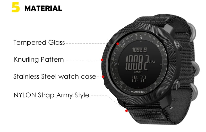 Smartwatch Militar Norte Edger com Bússola e Altímetro