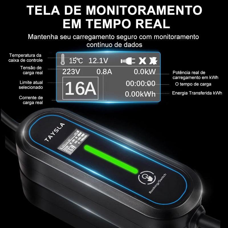 TAYSLA Carregador Phantom Plus para Carros Elétricos, 7kW, 32A, 3,5kW, 16A, 80V