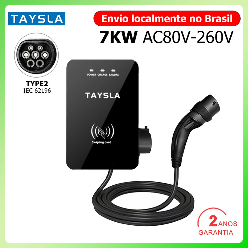 Estação de carregamento de veículo elétrico TAYSLA tipo 2 7kW 32A 5M