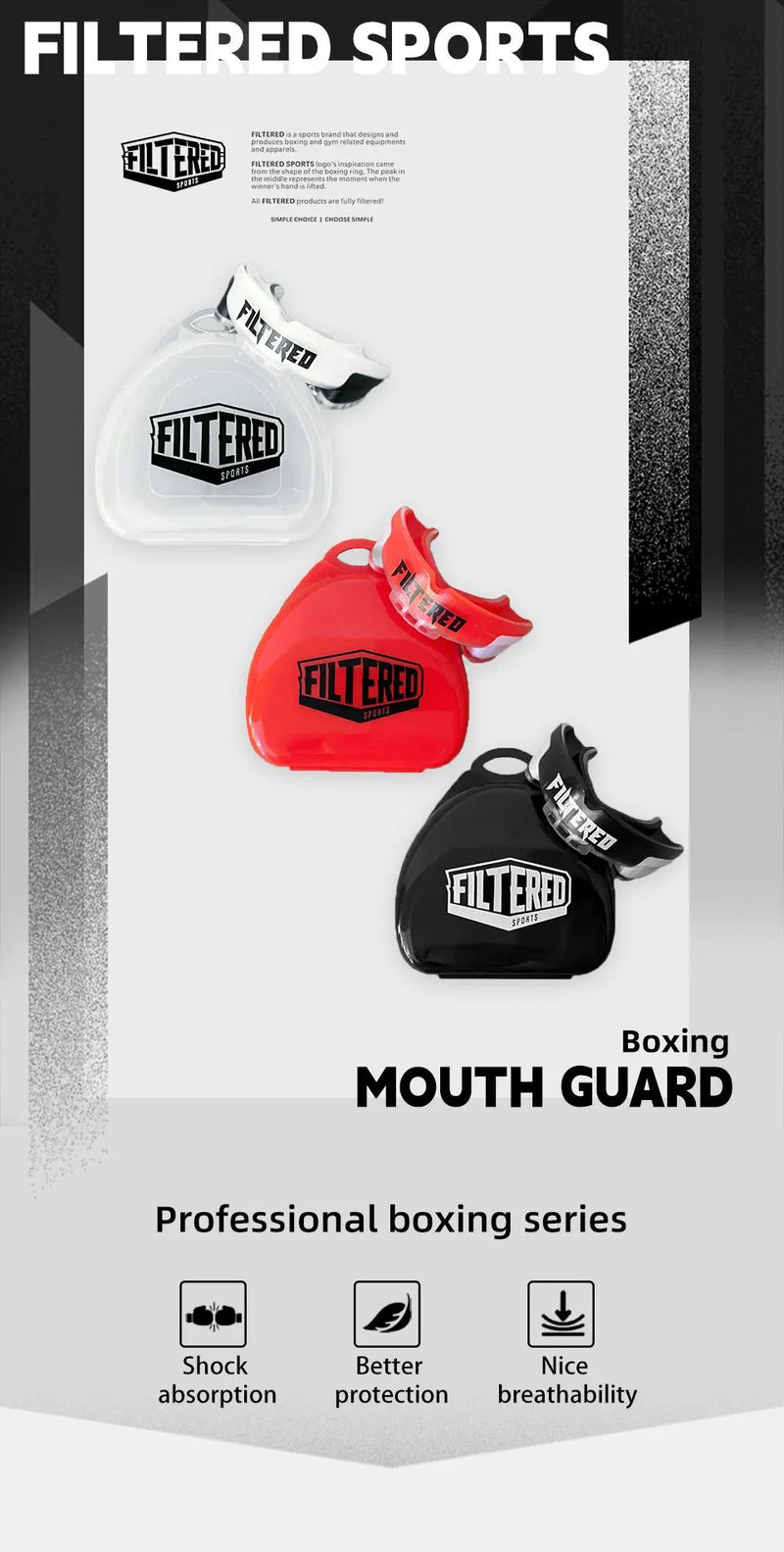 Protetor bucal esportivo filtrado, muay thai, boxe, proteção dos dentes, mma,