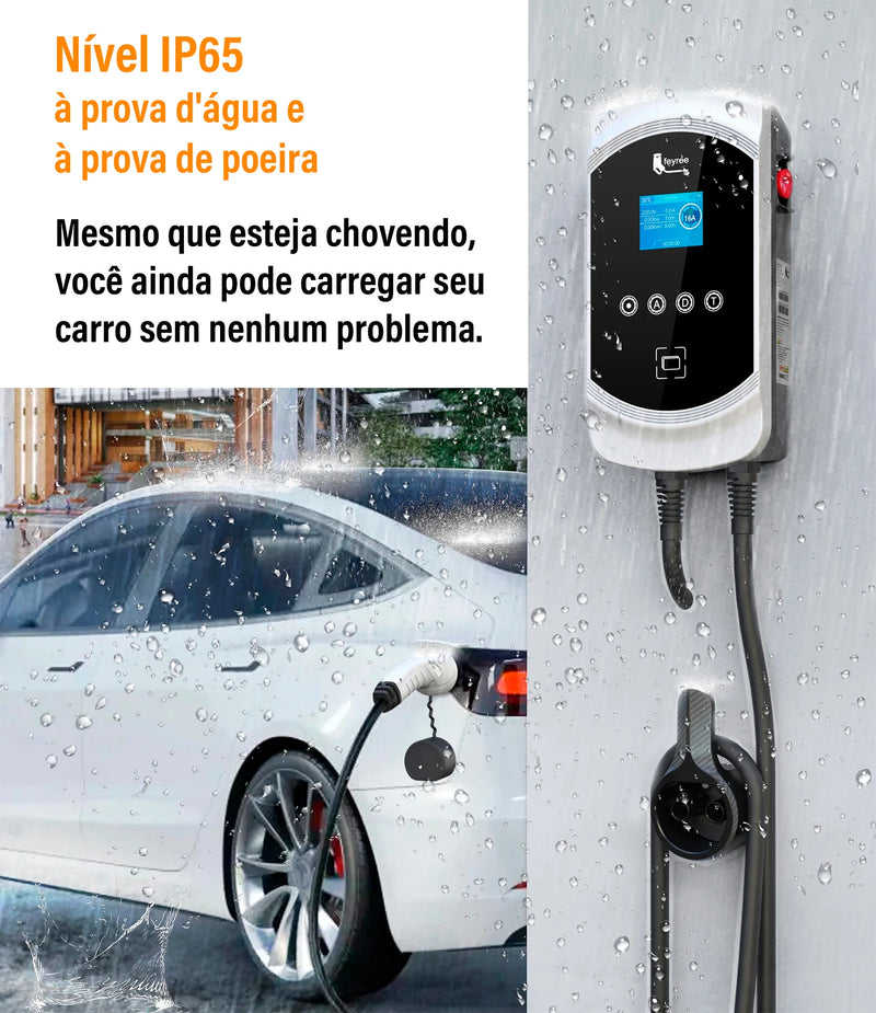 Carregador de Carro Estação de Carregamento, WallBox com Exibição Tempo Reserva