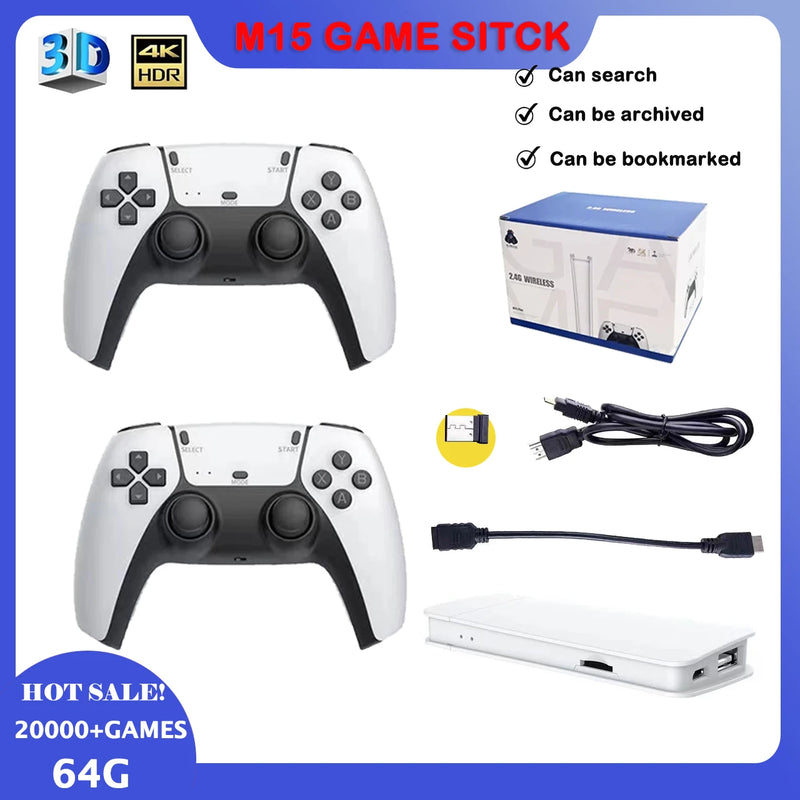 Game Stick M15 Controlador Wireless 2.4G 4K 20000 Jogos Retro