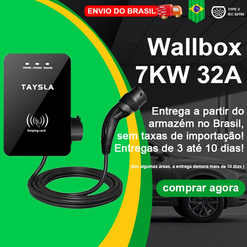 Estação de carregamento de veículo elétrico TAYSLA tipo 2 7kW 32A 5M