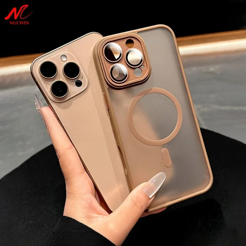Capa Gold Slim Matte Magsafe para iPhonea prova de Choque