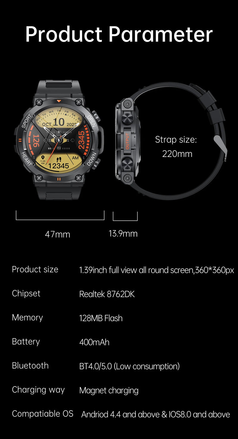 Smartwatch Militar a Prova D'agua