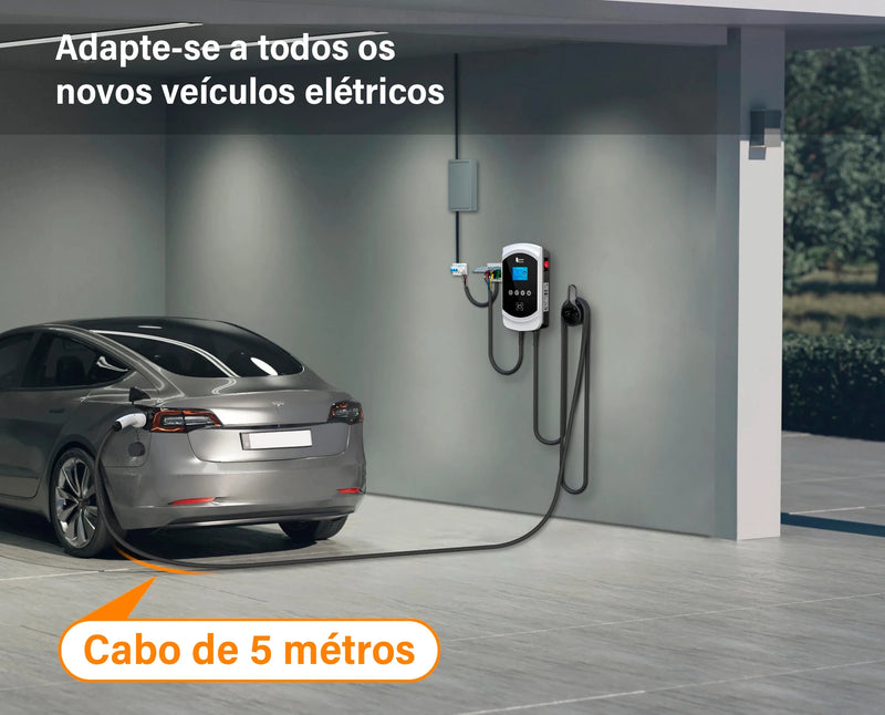 Carregador de Carro Estação de Carregamento, WallBox com Exibição Tempo Reserva