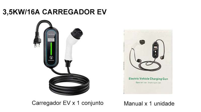 TAYSLA Carregador Phantom Plus para Carros Elétricos, 7kW, 32A, 3,5kW, 16A, 80V