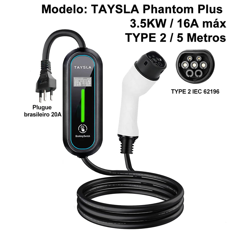 TAYSLA Carregador Phantom Plus para Carros Elétricos, 7kW, 32A, 3,5kW, 16A, 80V