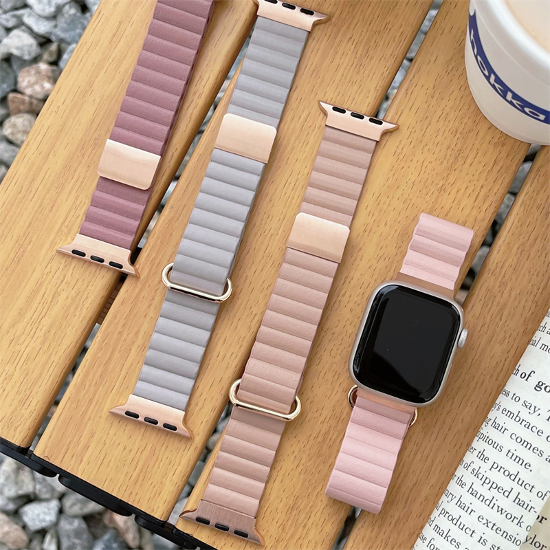 Pulseira de Couro Magnético 42mm/44mm/45mm/49mm