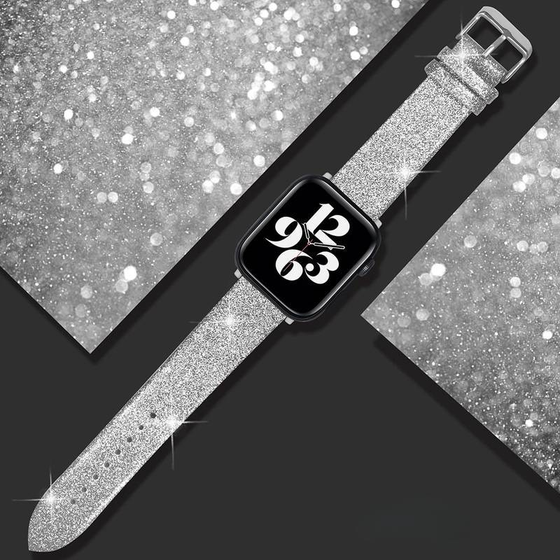 Pulseira Couro C/ Glitter 38mm/40mm/41mm