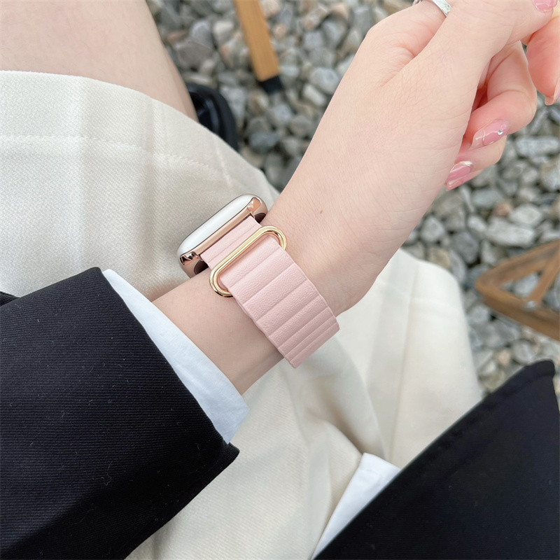 Pulseira de Couro Magnético 42mm/44mm/45mm/49mm