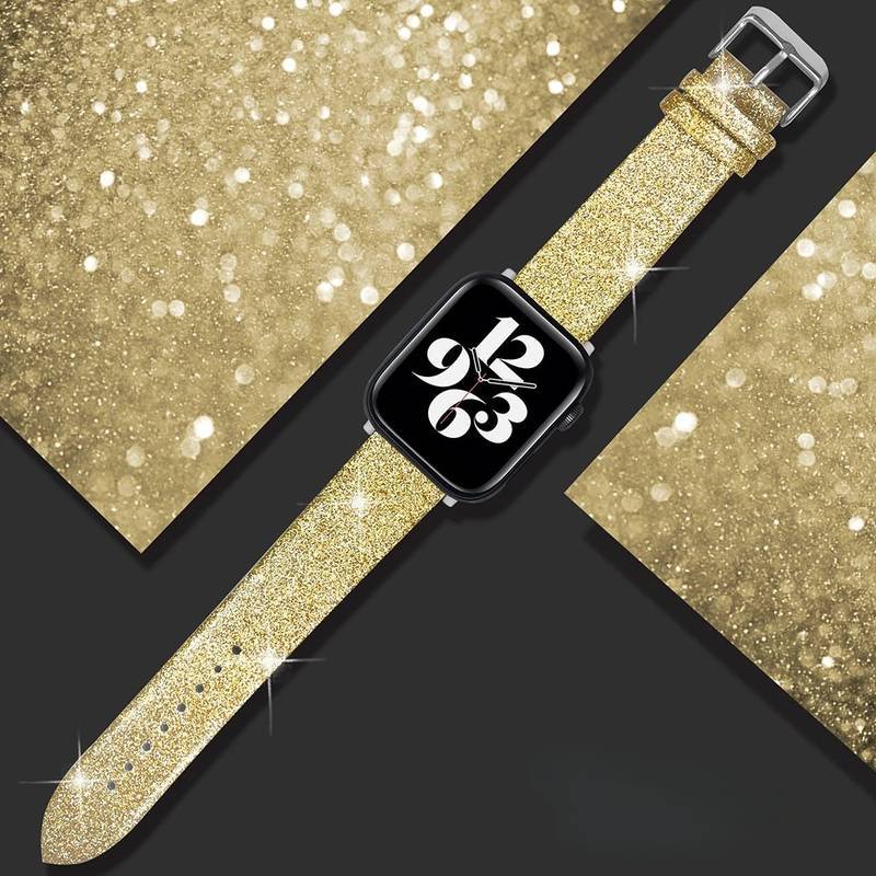 Pulseira Couro C/ Glitter 38mm/40mm/41mm