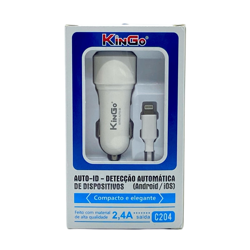 Carregador Veicular Kingo Para Lightning Dois USB 2.4A C204