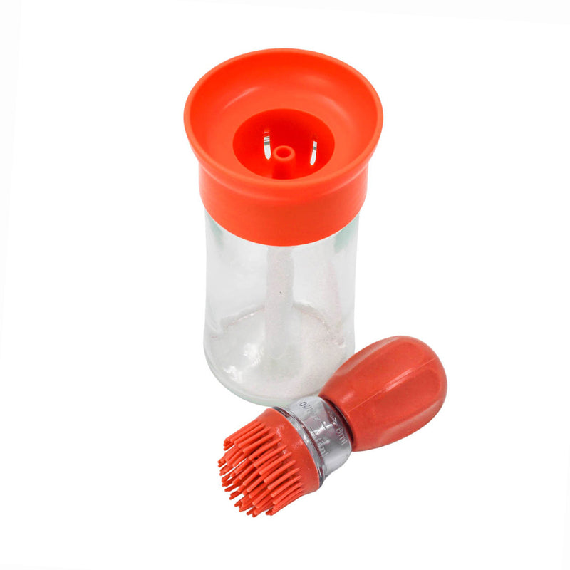 Dispenser De Oleo Azeite Com Escova De Silicone Vidro 180ml Cor Salmão