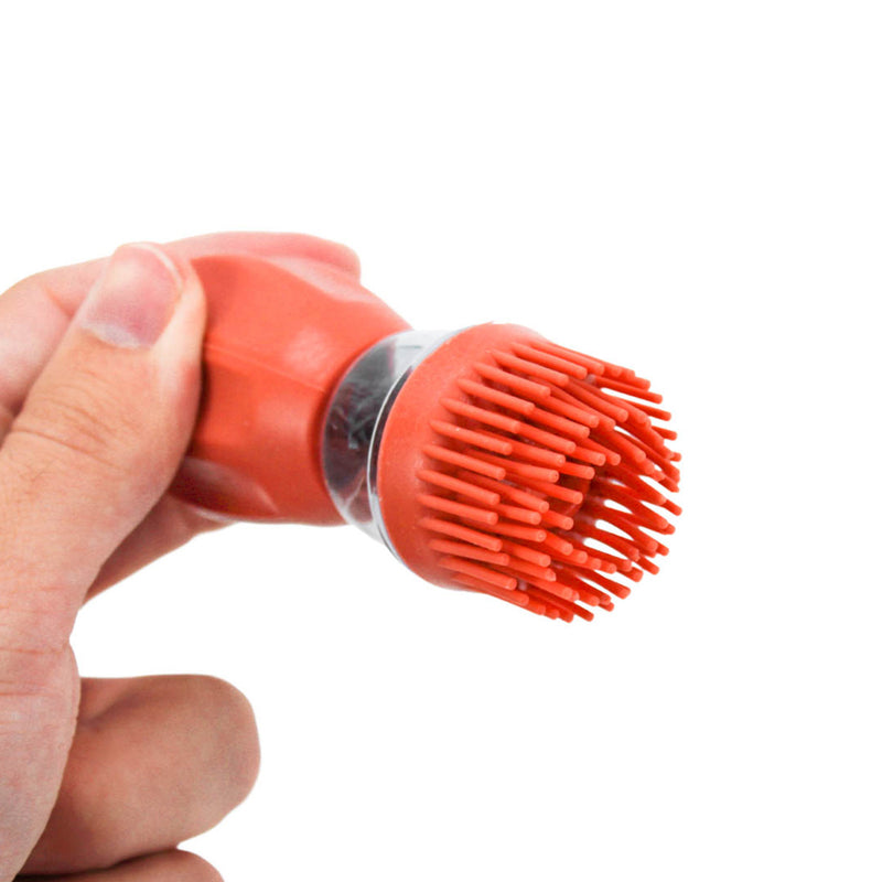 Dispenser De Oleo Azeite Com Escova De Silicone Vidro 180ml Cor Salmão