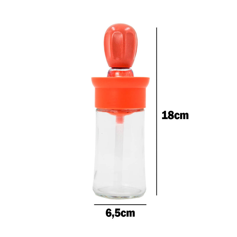 Dispenser De Oleo Azeite Com Escova De Silicone Vidro 180ml Cor Salmão