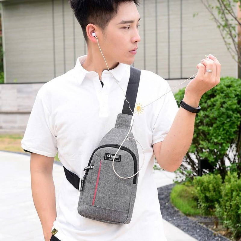 Mini Bolsa Mochila Transversal Fashion Alça Única Unissex Cinza