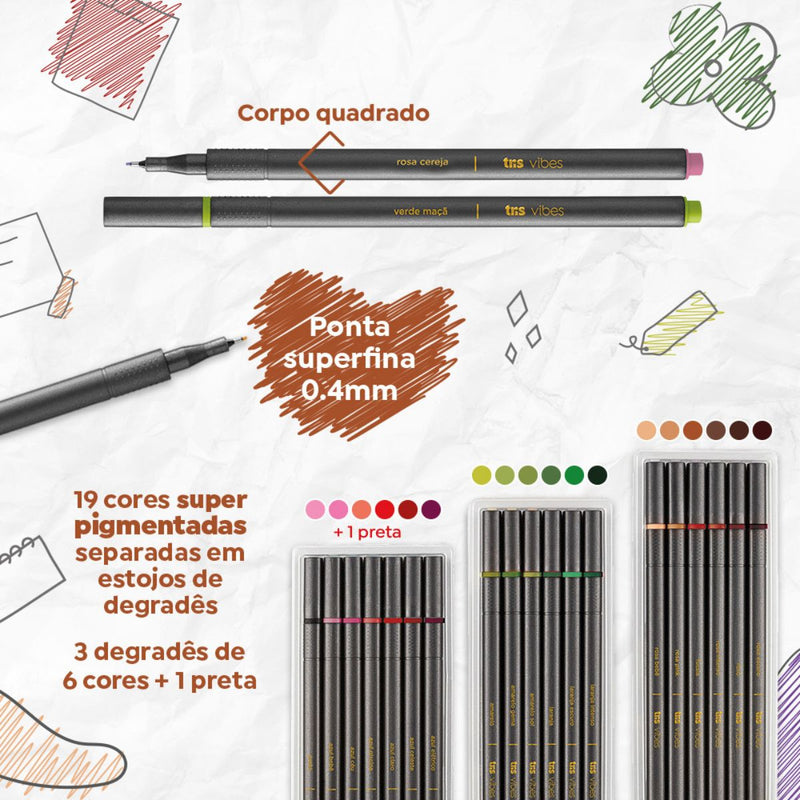 CANETA SUPERFINA VIBES - OUTONO - 0,4MM -  TRIS