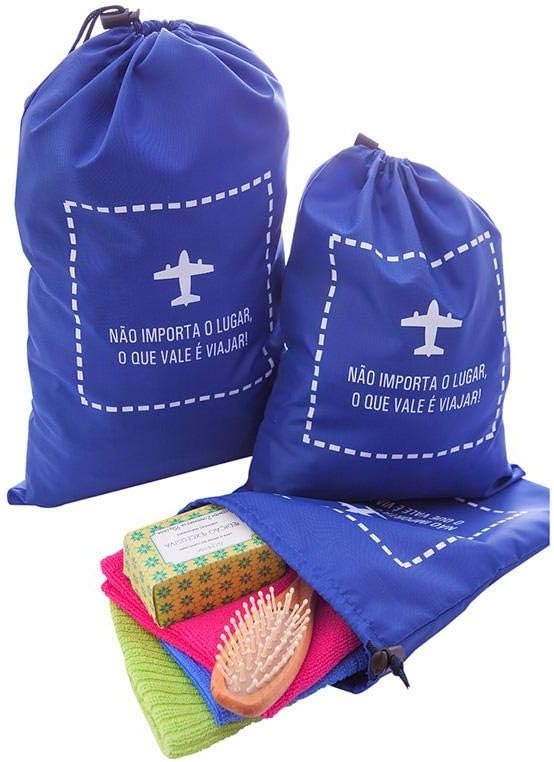 KIT SACO PARA VIAGEM - AZUL - COM 3 SACOS P/M/G