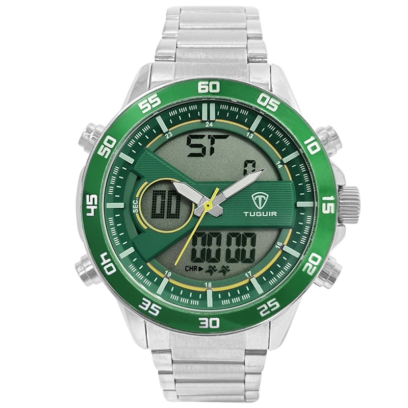 Relógio Masculino Tuguir Analógico e Digital KT1161 Prata e Verde