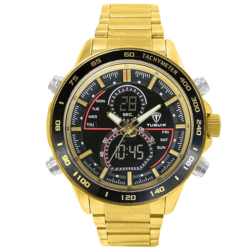 Relógio Masculino Tuguir Analógico e Digital TG1156 Dourado e Preto