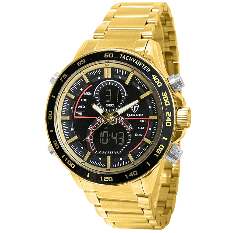 Relógio Masculino Tuguir Analógico e Digital TG1156 Dourado e Preto