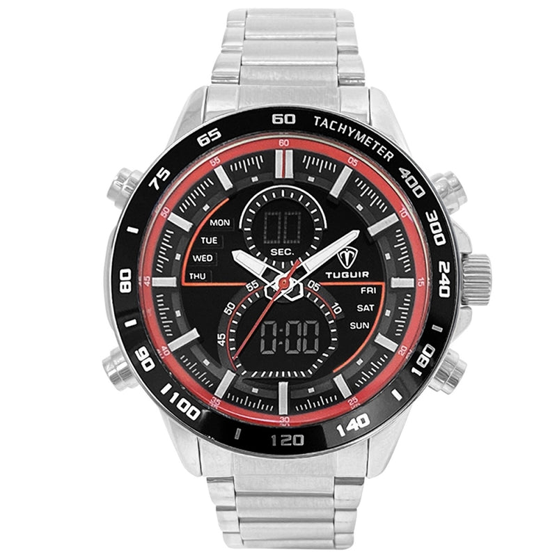 Relógio Masculino Tuguir AnaDigi TG1156 Prata e Vermelho