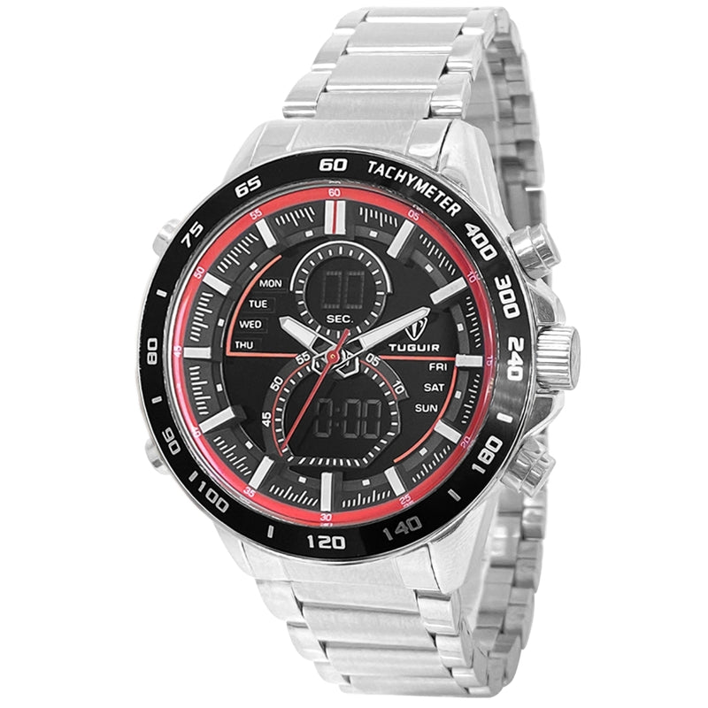 Relógio Masculino Tuguir AnaDigi TG1156 Prata e Vermelho