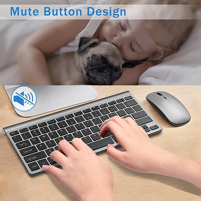 Mini Teclado Sem Fio Compacto e Mouse USB Wireless - ABNT2