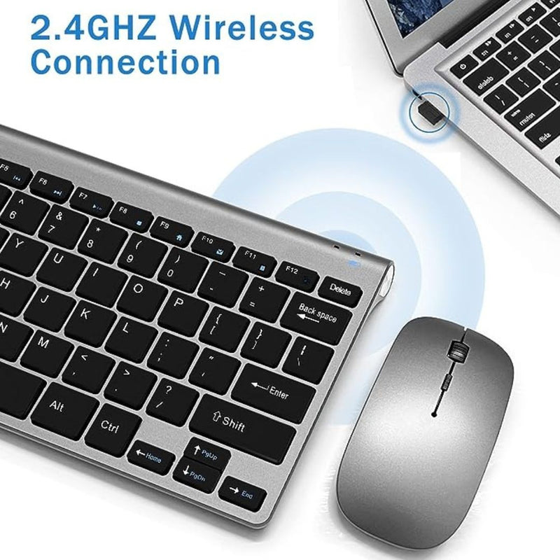 Mini Teclado Sem Fio Compacto e Mouse USB Wireless - ABNT2