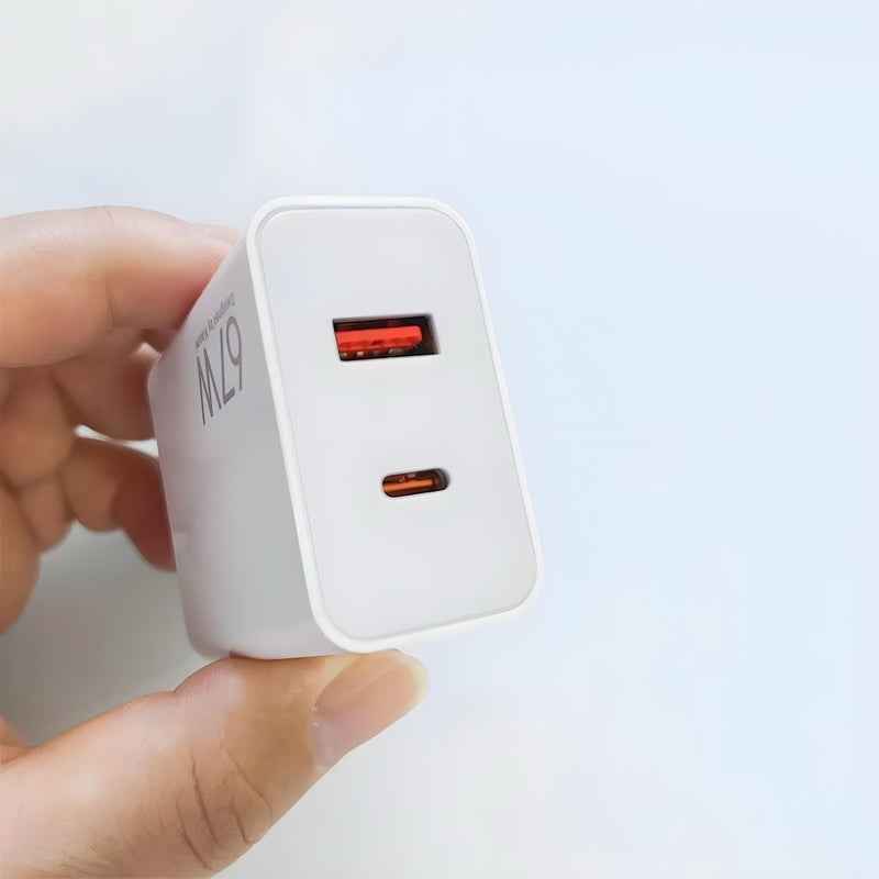 Carregador Completo 67W Turbo Entrada USB + USB-C Branco