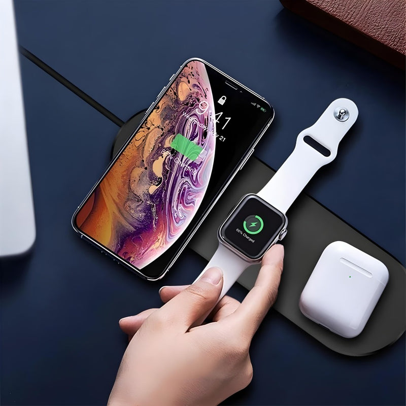 Estação Carregamento Sem Fio Wireless 3 Em 1 Hrebos
