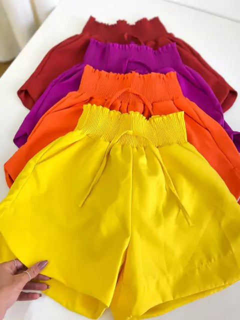 Short Feminino Alfaiataria Cós com Elástico Soltinho Isadora