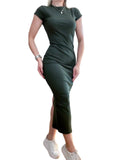 Vestido Feminino Midi Muscle Tee com Fenda Landara